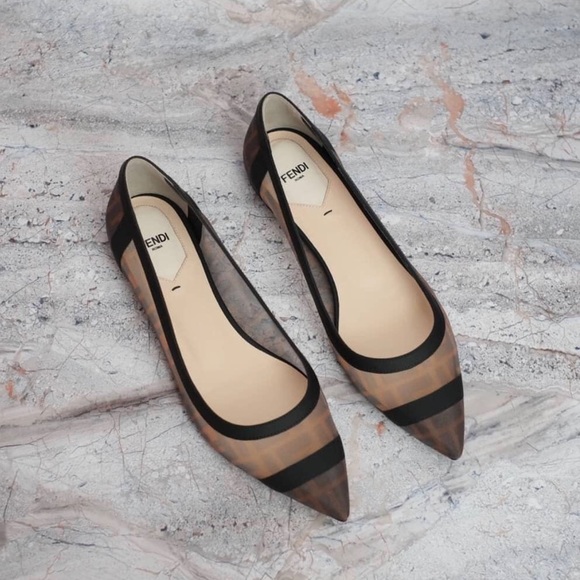 Fendi Shoes - FENDI Colibrì FF motif mesh ballerina flats